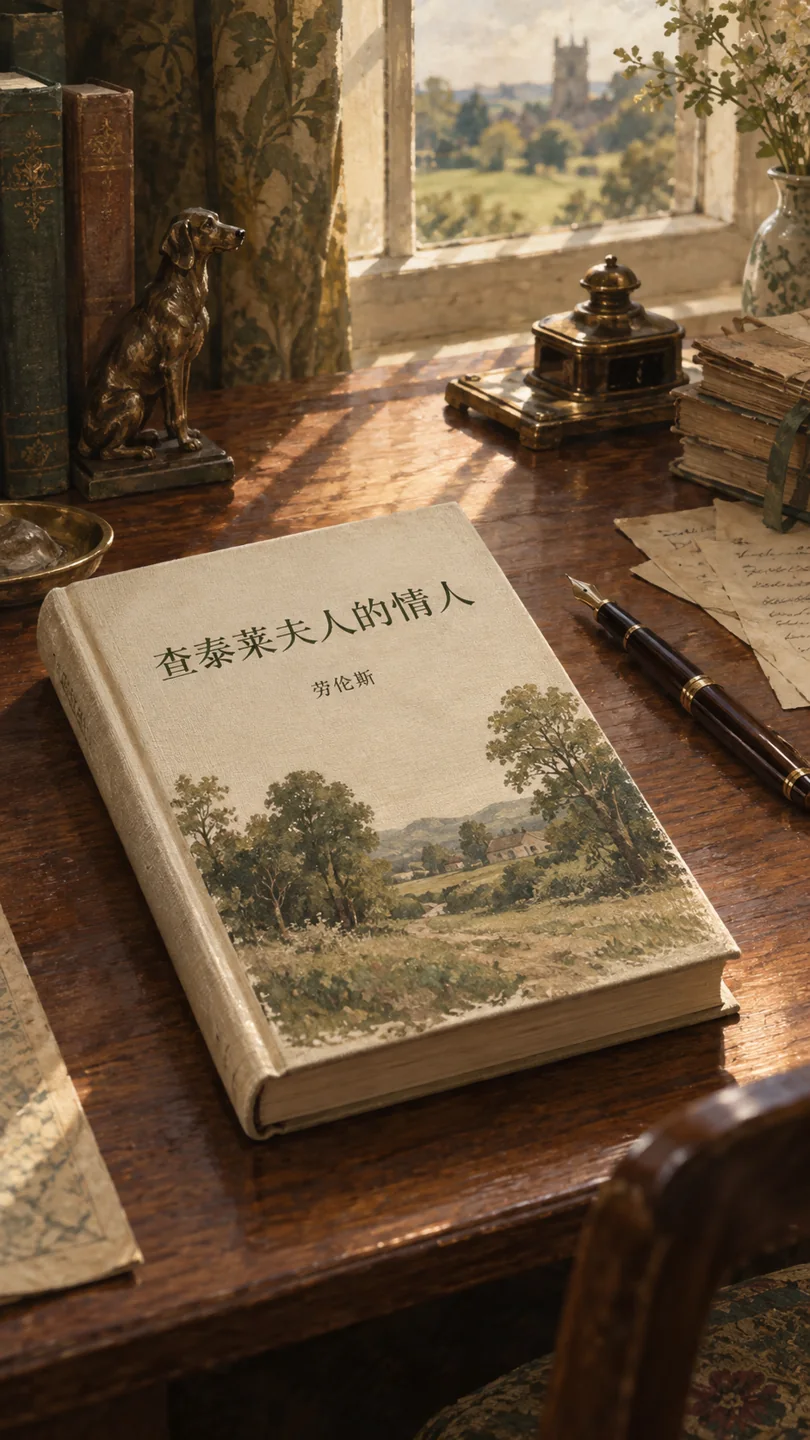 窗边桌上的小说概念封面与旧纸张