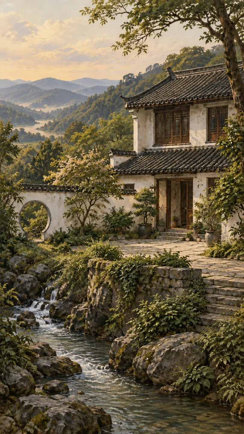 1978年台北山间园居意境,背景为青山