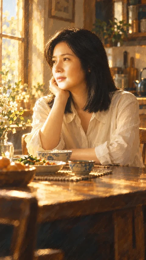 放慢节奏、认真对待日常饮食的情景
